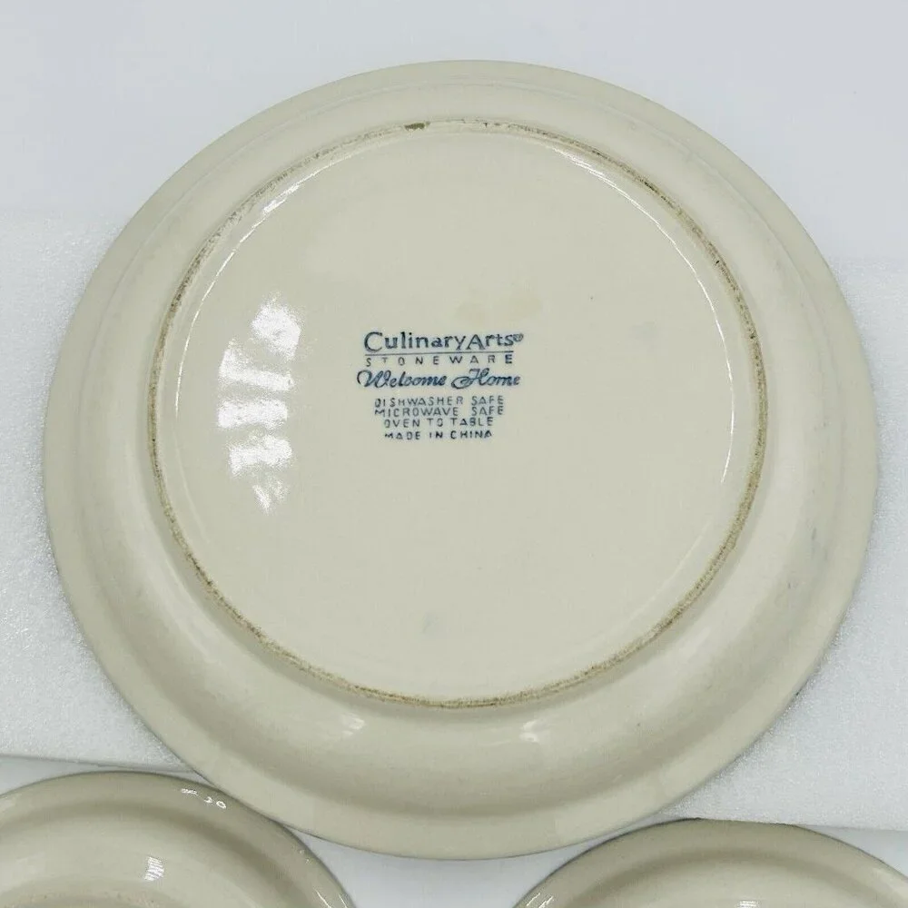 Culinary Arts Stoneware WELCOME HOME Dinner Plate and 2 Salad Plates Vintage